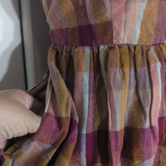 Volcom Checkered Midi Dress with Button Detail - Picture 3 of 8